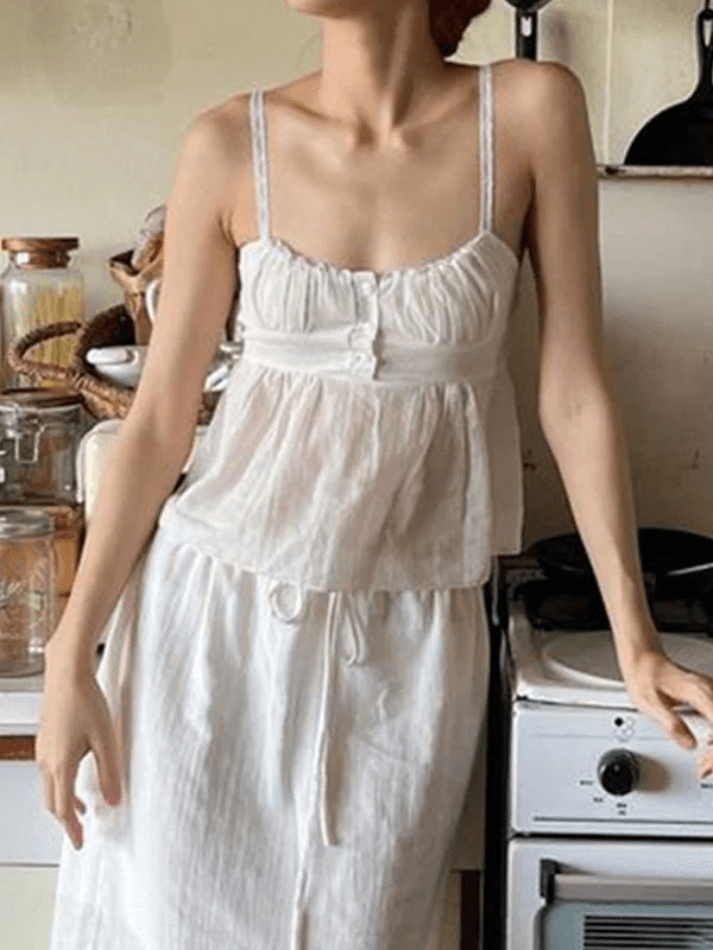 Weißes Camisole-Top mit Spitzeneinsatz