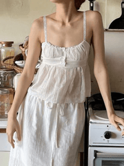 Weißes Camisole-Top mit Spitzeneinsatz