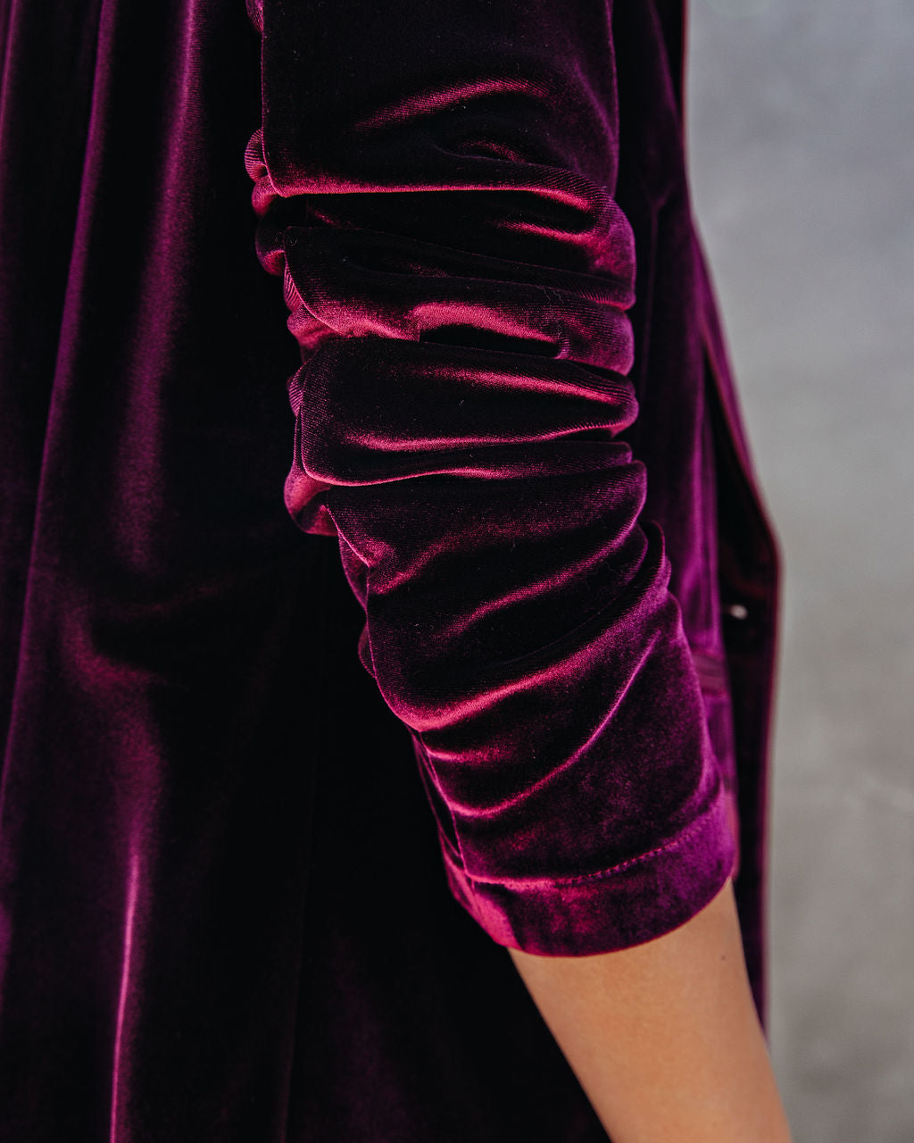 Wine Me And Dine Me Pocketed Velvet Blazer - Wine