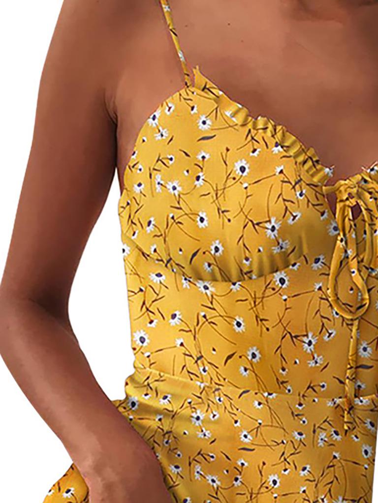Vestido mini de tirantes con escote corazón y estampado floral para mujer