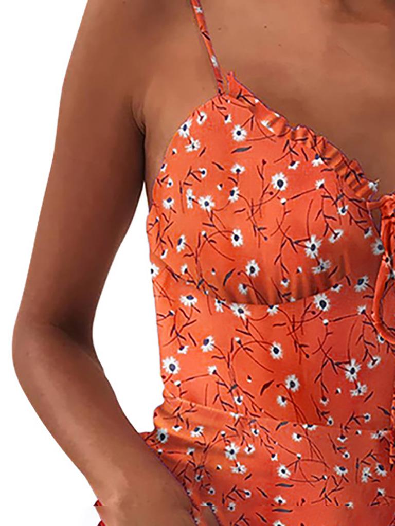 Vestido mini de tirantes con escote corazón y estampado floral para mujer