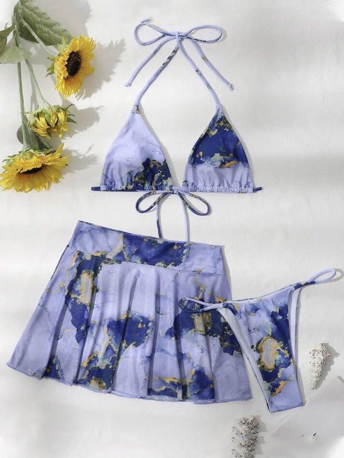 Bikinis Bedruckte dreiteilige Bikini-Bademode