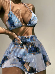 Bikinis Bedruckte dreiteilige Bikini-Bademode