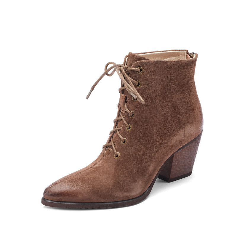 Hayat Brown Vintage Lace up Boots Newgew