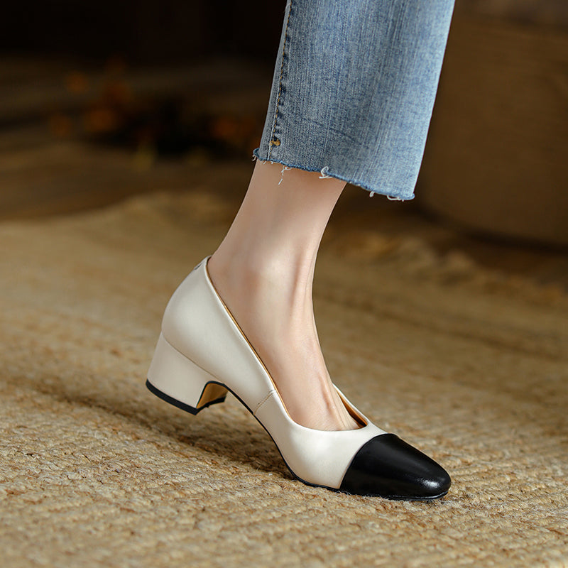 Zapatos planos de piel auténtica con puntera divina y tacones bajos
