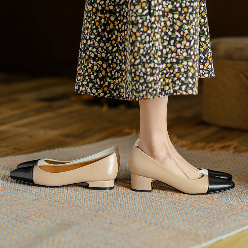 Zapatos planos de piel auténtica con puntera divina y tacones bajos