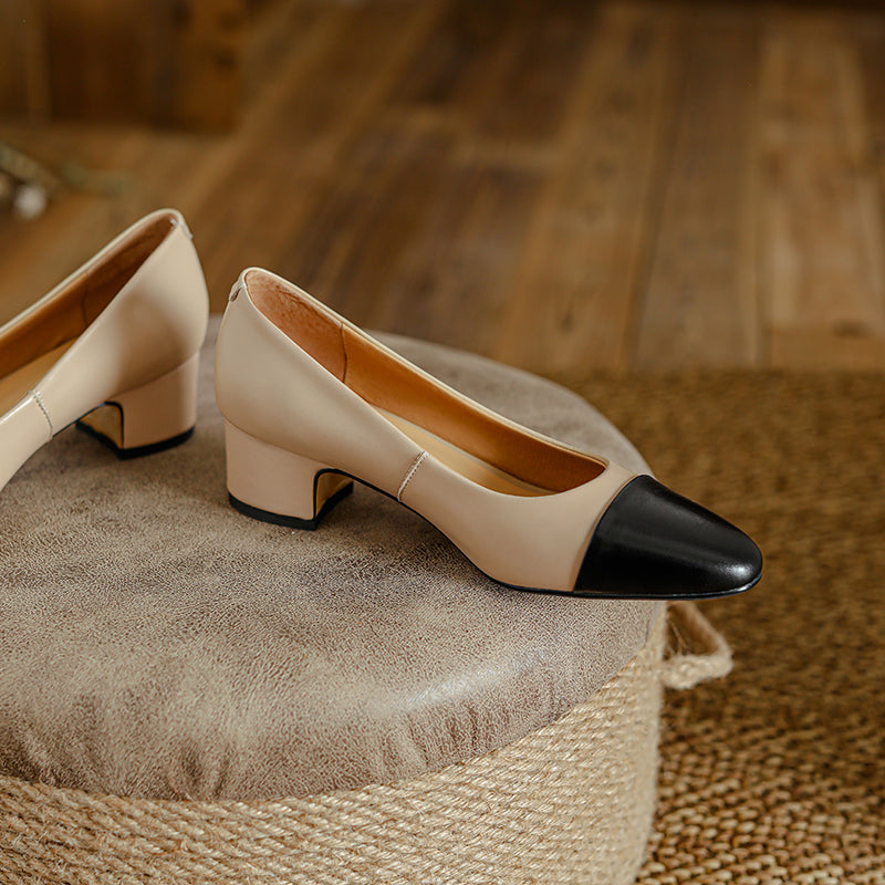 Zapatos planos de piel auténtica con puntera divina y tacones bajos