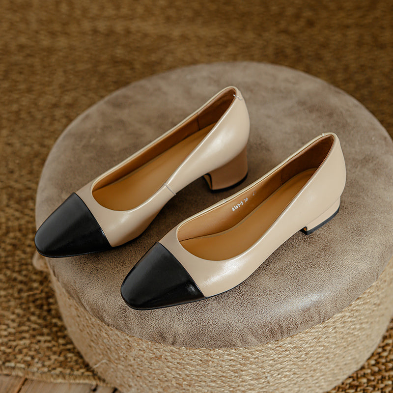 Zapatos planos de piel auténtica con puntera divina y tacones bajos