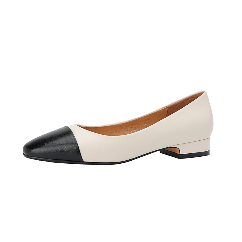 Zapatos planos de piel auténtica con puntera divina y tacones bajos