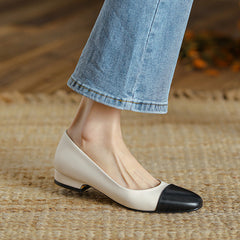 Zapatos planos de piel auténtica con puntera divina y tacones bajos