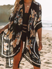 Strickjacken Chiffon Print Strand Sonnenschutz Resort Split Cardigan