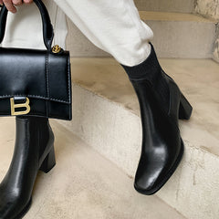 Cassandra Slip on Heeled Sock Ankle Boots Newgew