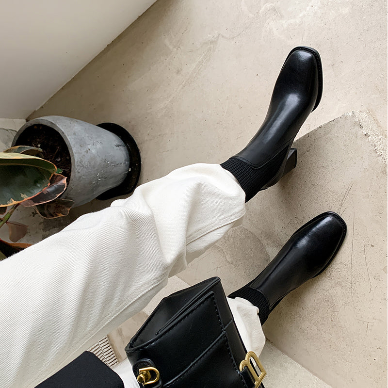 Cassandra Slip on Heeled Sock Ankle Boots Newgew