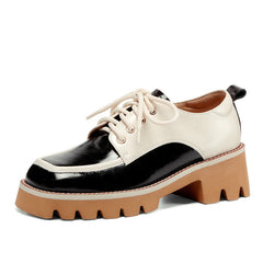 Dalary – Handgefertigte Oxfords mit Patchwork-Plateau und dicker Sohle