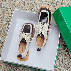 Dalary – Handgefertigte Oxfords mit Patchwork-Plateau und dicker Sohle