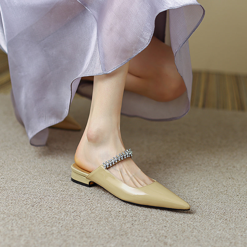 Danni Pointy Toe Mules with Rhinestones