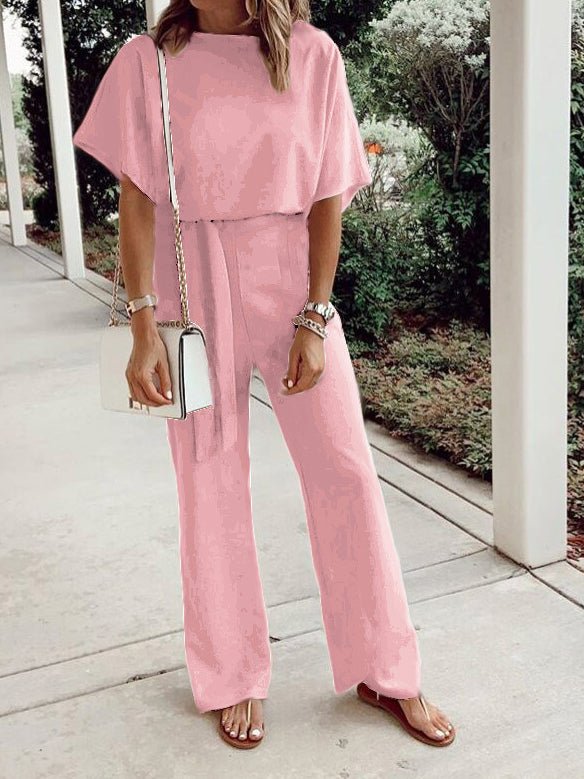 Loose Short Sleeve Lace Up Jumpsuit Ins Street