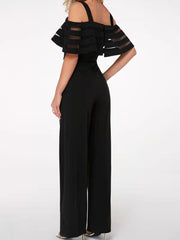 Einfarbiger One-Shoulder-Overall aus Mesh mit Sling-Ausschnitt