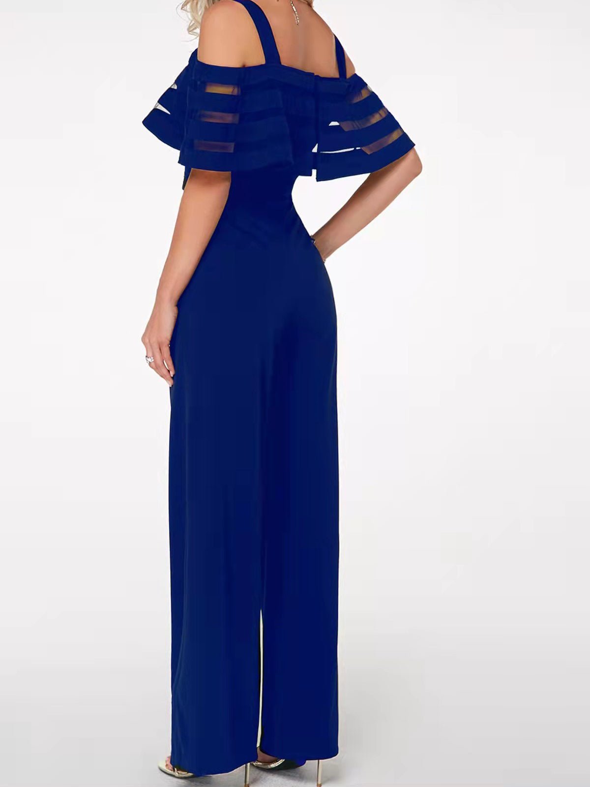 Einfarbiger One-Shoulder-Overall aus Mesh mit Sling-Ausschnitt