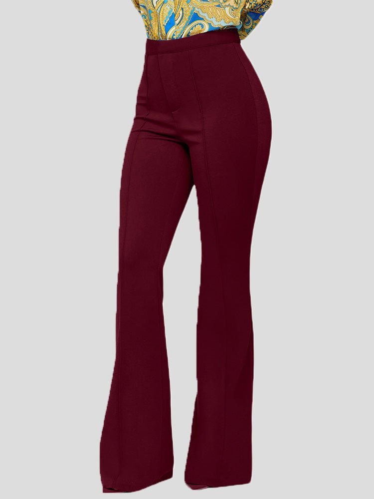 Hose Solide Schlanke Schlaghose mit hoher Taille