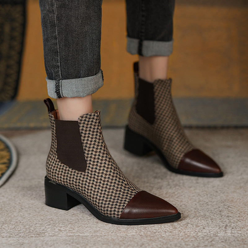 Devyn Plaid Vintage Handgemachte Chelsea Stiefeletten