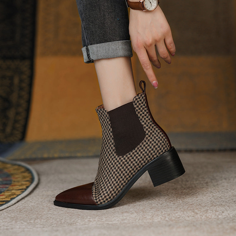 Devyn Plaid Vintage Handgemachte Chelsea Stiefeletten