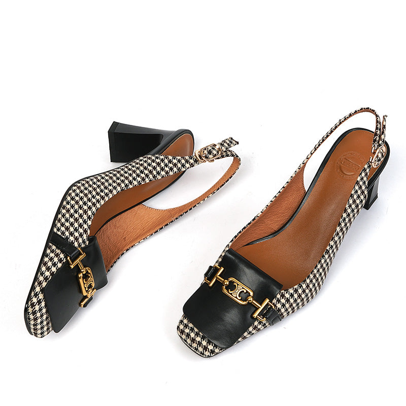Dara Plaid Slingback Mid Heels NEW GEW
