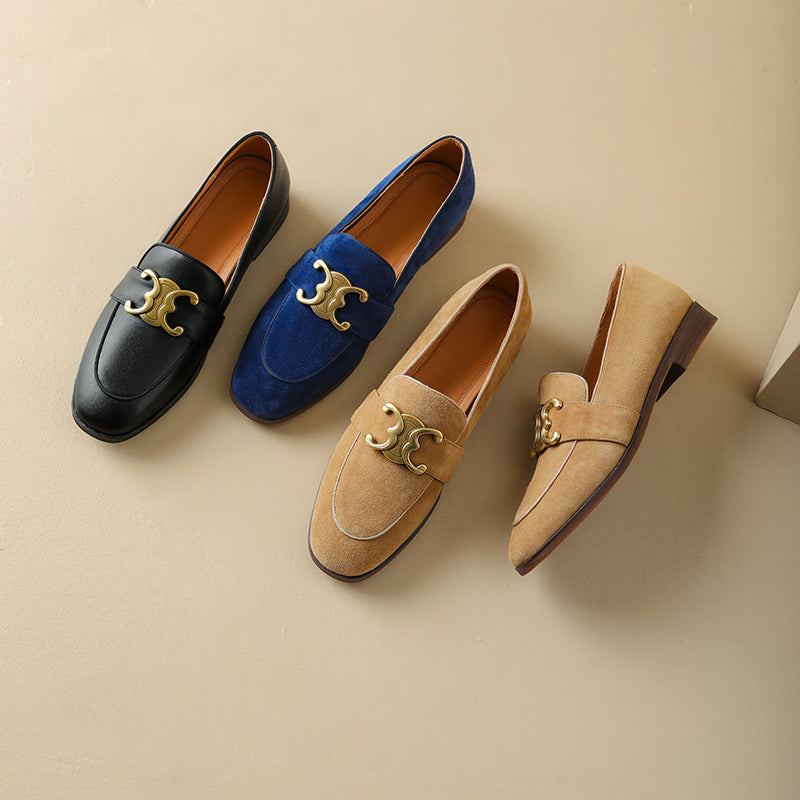 Cataleya Damen-Loafer aus Wildleder mit Kette