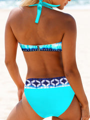 Badeanzüge Print Neckholder Bikini Zweiteiliger Badeanzug