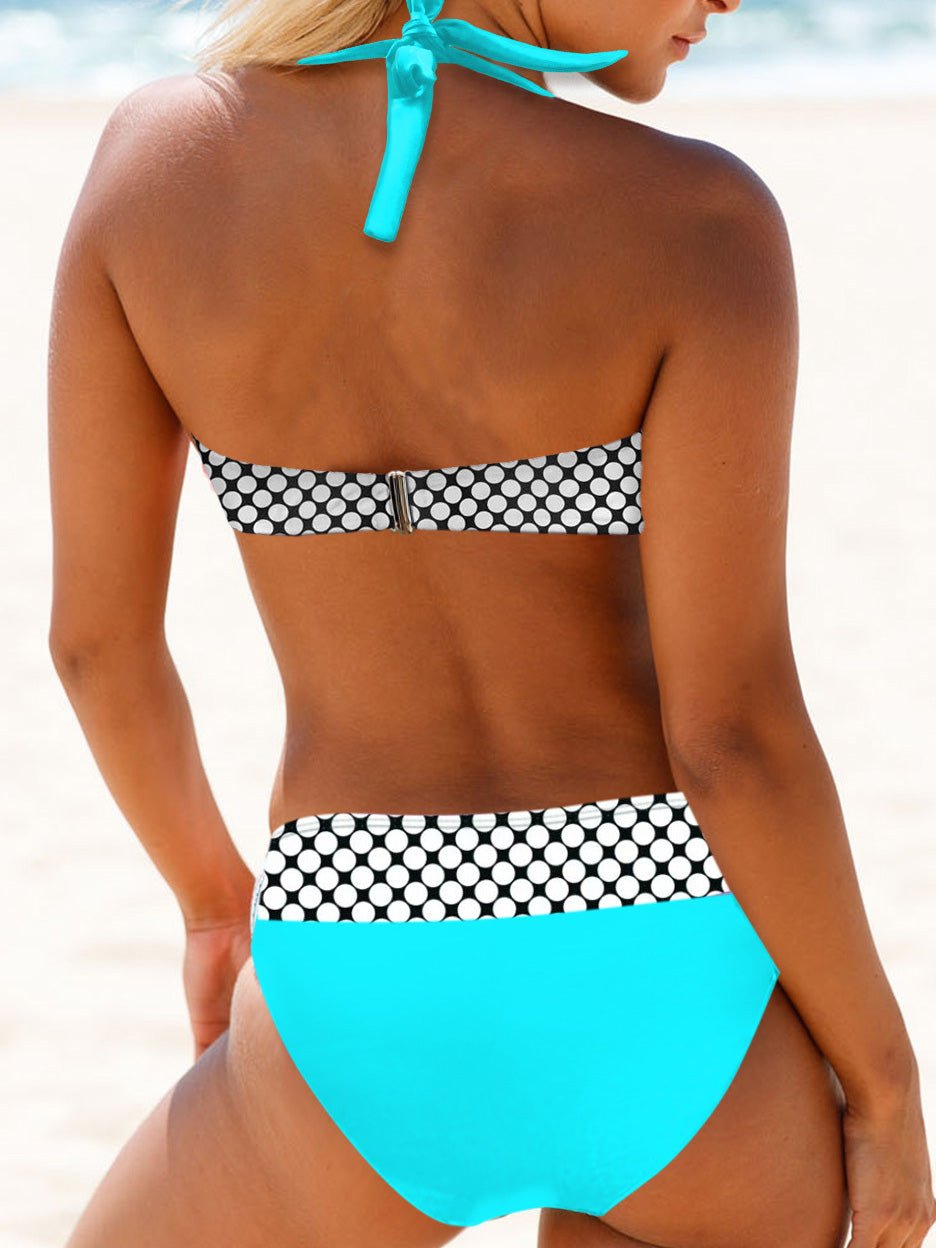 Badeanzüge Print Neckholder Bikini Zweiteiliger Badeanzug