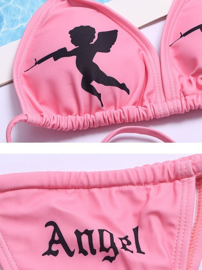 Und verrückter Bikini-Badeanzug mit Krawatte
