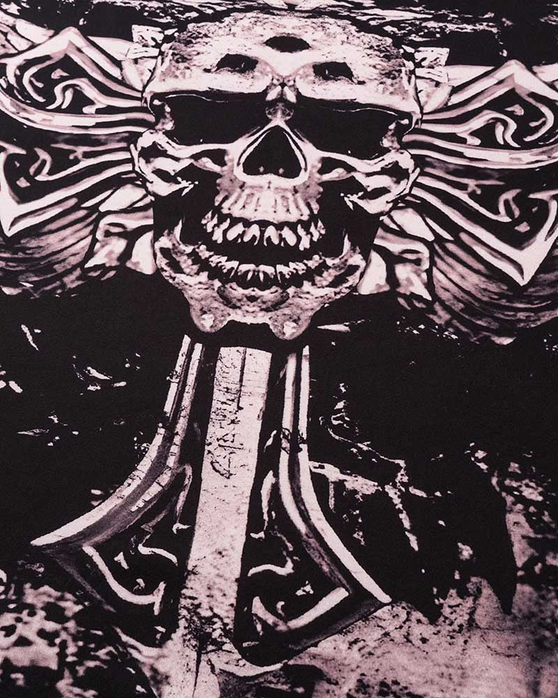 Umbriel – Oversize-T-Shirt mit Grunge-Grafik im Totenkopf-Stil