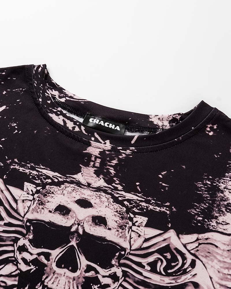Umbriel – Oversize-T-Shirt mit Grunge-Grafik im Totenkopf-Stil