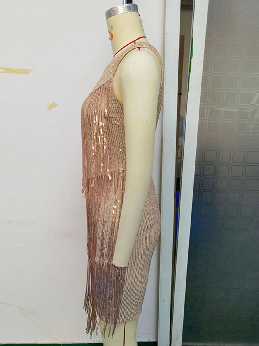 Yara Minikleid mit One-Shoulder-Träger und Quasten