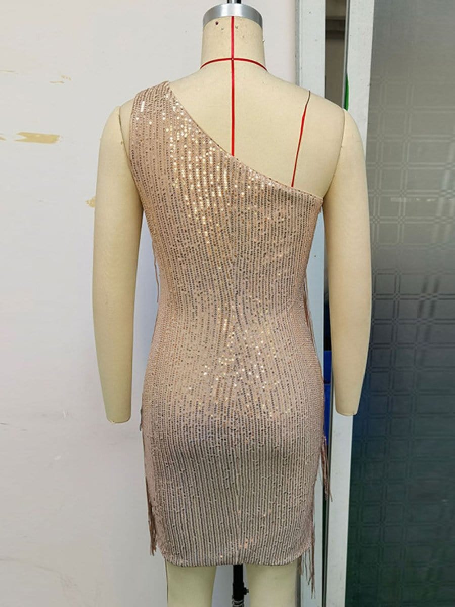 Yara Minikleid mit One-Shoulder-Träger und Quasten